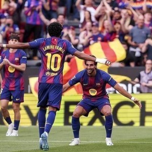 亚马尔第40分钟进球 西甲第33轮巴萨主场1比0胜维戈塞尔塔